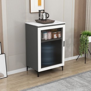 奶油风岩板客厅厨房办公室直饮茶吧机咖啡机置物边柜下置水桶单门