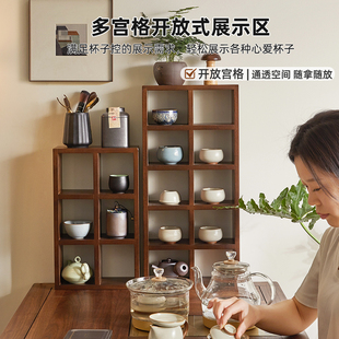 实木置物架壁挂桌面茶具收纳架北欧厨房水杯多宝阁桌上靠墙展示格