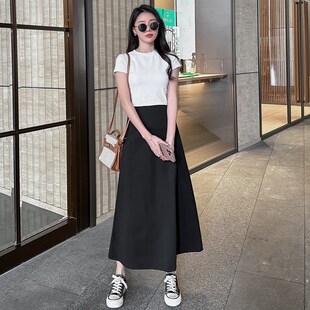裙子黑色半裙气质a字长裙 梨形身材长款 半身裙女春秋夏季 2024新款