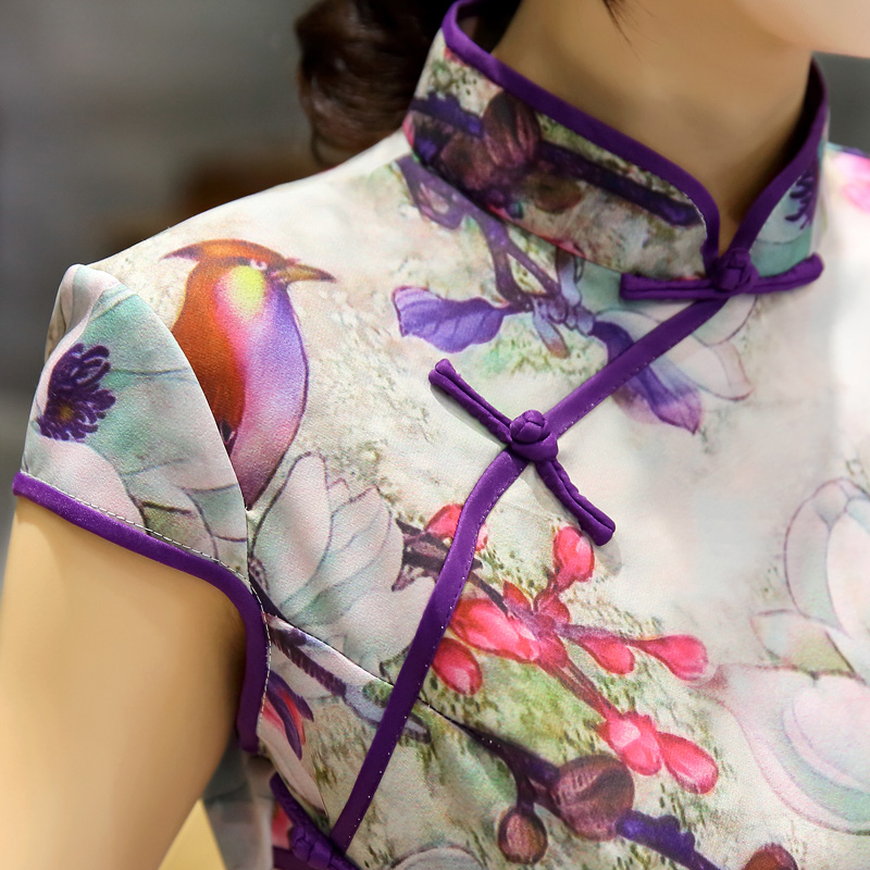 阿勇改良版旗袍长款连衣裙夏天年轻款显瘦真丝蚕丝中式晚礼服宴会