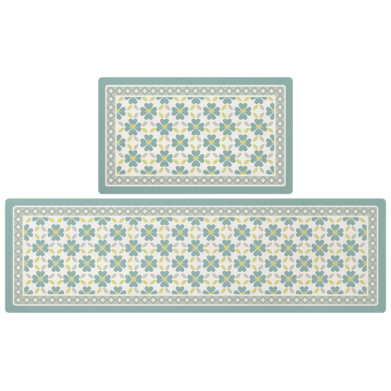 大江厨房地垫防滑防油家用格子免洗耐脏踩脚垫新款皮革可擦洗地毯