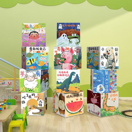 幼儿园墙面装饰画绘本馆图书环创主题场景布置互动立体盒子成品QT