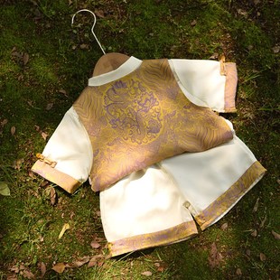 周岁礼服中式男宝夏装抓周唐装男童一岁高端洋气冠衣汉服套装夏季