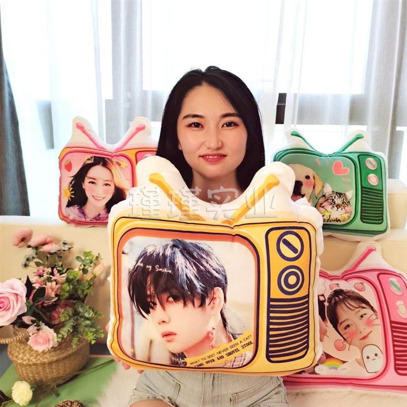 diy抱枕定制来图定做真人照片可爱电视机靠垫订做公仔生日礼物