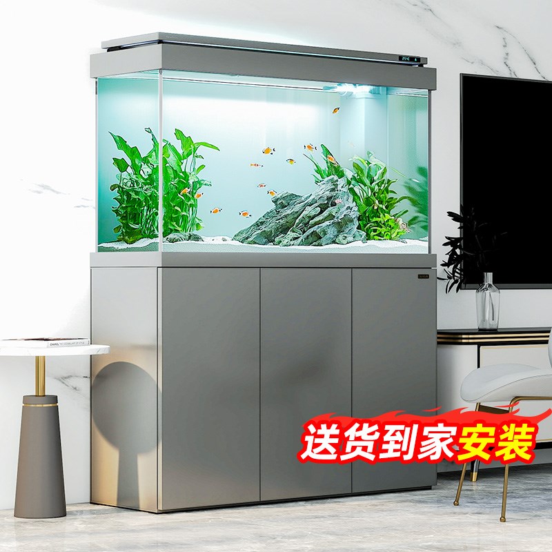 森森新款智能简奢鱼缸 客厅超白玻璃大型底过滤免换水生态水族箱