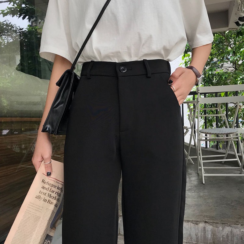 娇小个子145显高高腰休闲长裤女XS码150矮个子百搭拖地直筒西裤夏