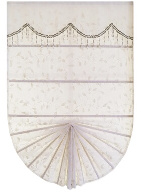 简约清新 罗马帘 升降扇形帘 白色 黄色 客厅餐厅纱帘  飘窗窗帘