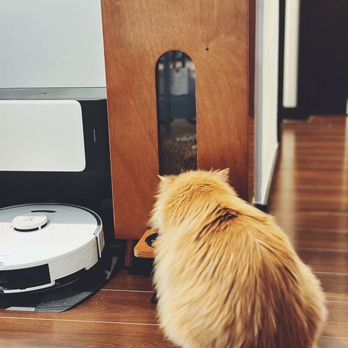 猫粮桶密封防潮储粮投食器猫粮狗粮复古风家具高端原木色储粮桶