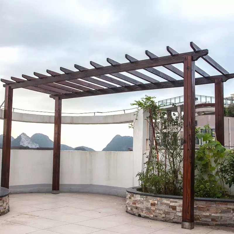 葡萄架碳化木樟子松防腐木户外庭院花园阳台爬藤顶楼凉亭实木长廊