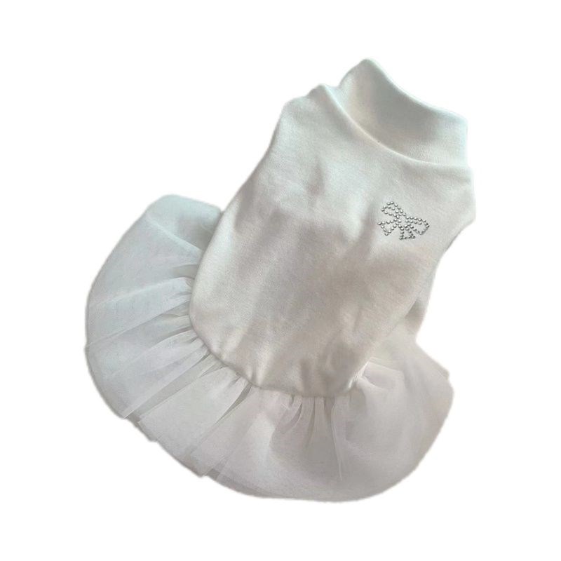 宠物白色公主连衣裙泰迪比熊小型犬结婚礼服狗狗猫咪打底高领纱裙