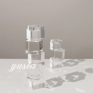 极简轻奢家居客厅餐桌面创意水晶烛台摆件样板房间售楼处软装饰品