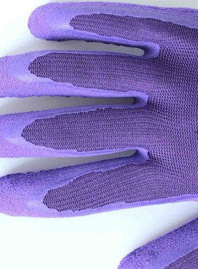 星宇红宇309紫色防滑耐磨透气乳胶发泡劳保手套男女士工作薄款夏