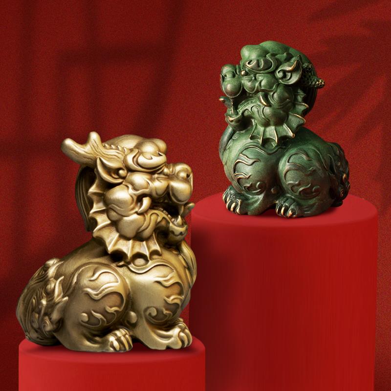 铜臻全镇铜麒麟文桌BC2W0001面摆件创意玩茶宠文房纸手把件件把玩