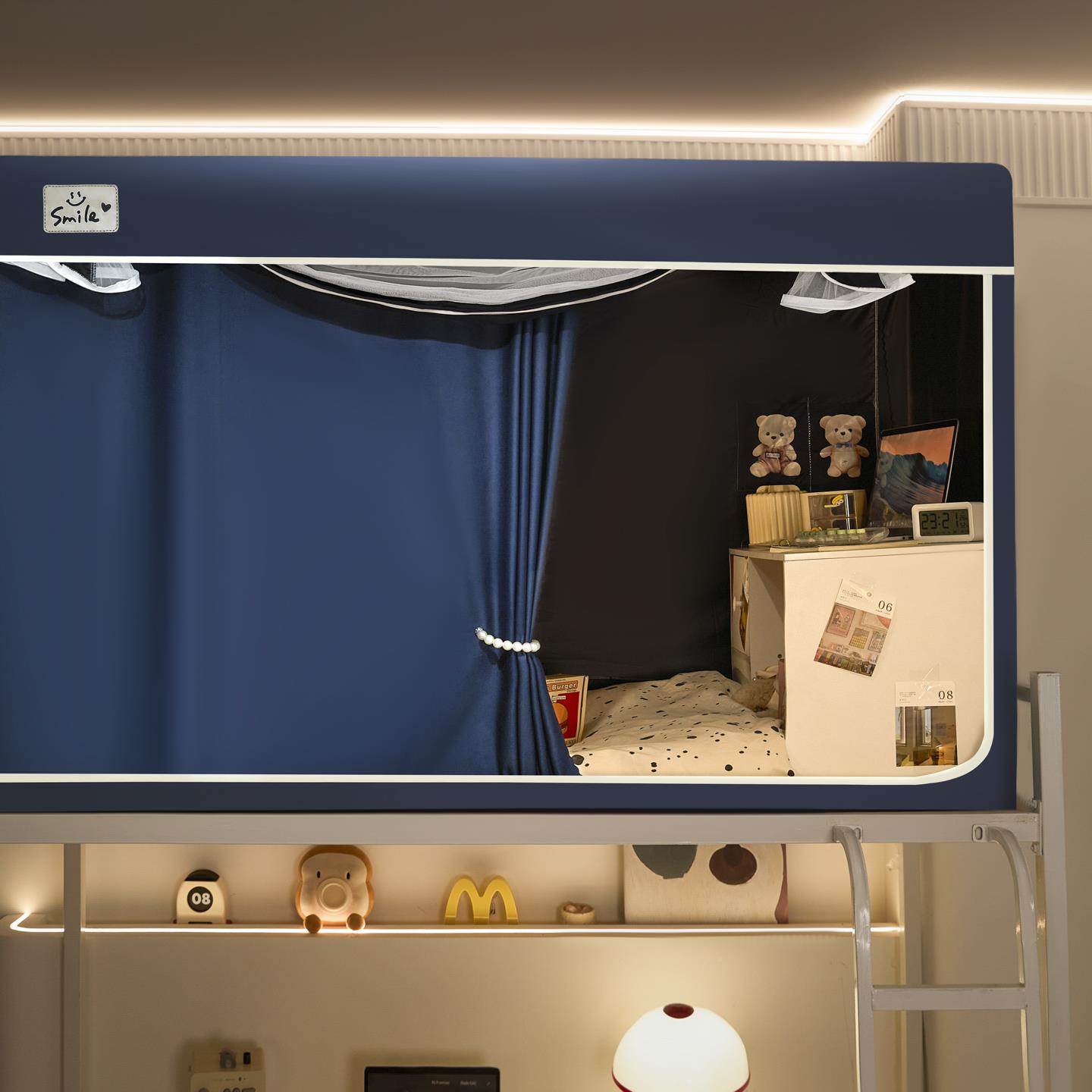 2025款纯色植绒新强遮光上下铺2521学隐生蚊帐卧A类寝室室私床帘