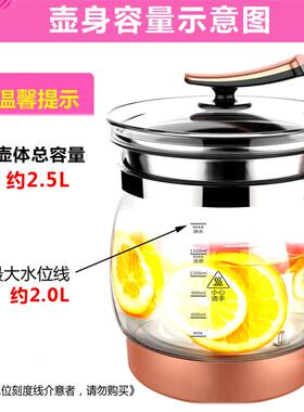 HT-6025和庭养生壶自动加厚玻璃大容量.225l电煮烧水壶茶壶煎-中