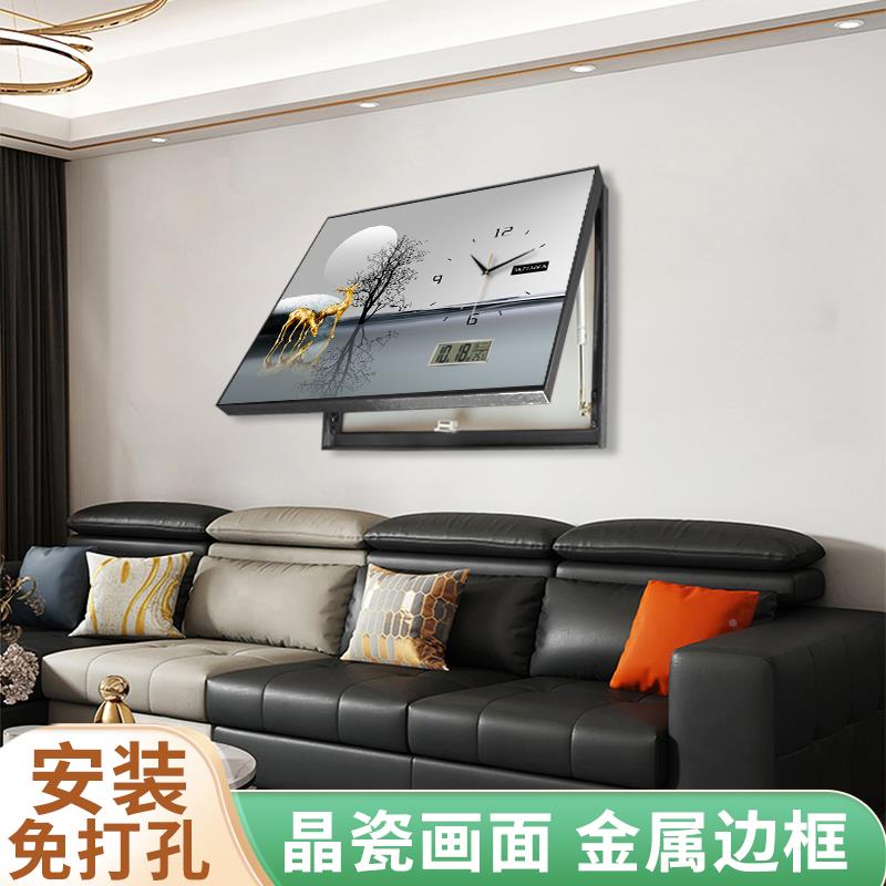 电表箱装画画新中式挂钟免打 孔挡配电箱现代DX-2001轻遮饰奢电子