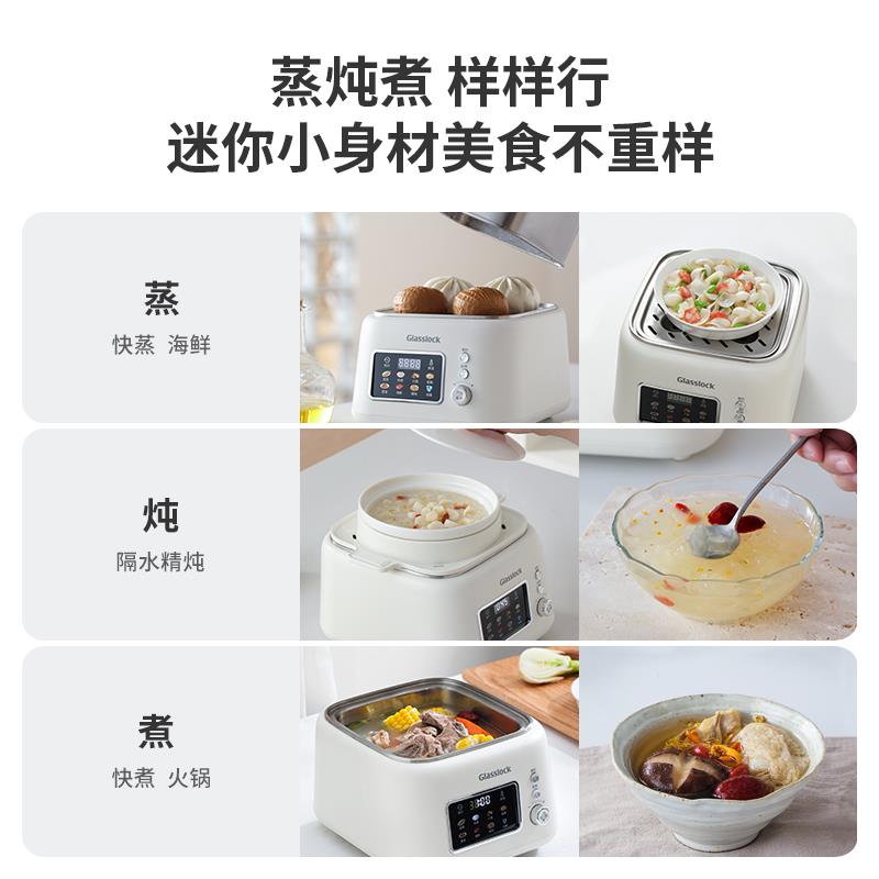 Gla能sslcko不锈钢电蒸多功家GE-ST02G用蒸煮炖一锅体隔水炖锅小