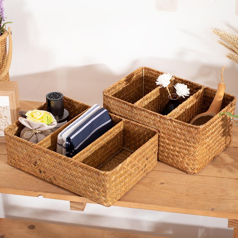 几草器编分格收纳家好点桌面茶遥控钥匙收纳篮筐卧室盒化妆品分类