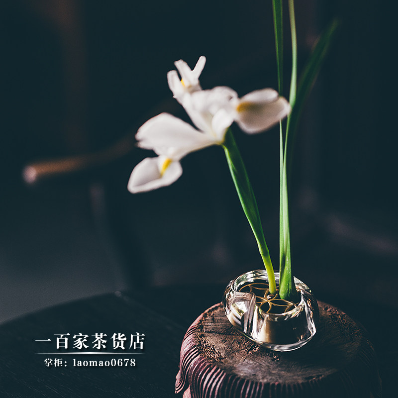 不二学古花器花小钱丨三铢璃 内孔为三钱古币鹅卵石造型玻璃花瓶