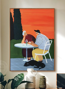 现代简约风格客厅装饰画白头到老艺术挂画主题画框铝合金50x70cm