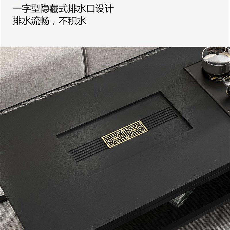 火烧石面板定制茶几电视柜餐桌台面家用转盘功夫茶台面板室外黑色