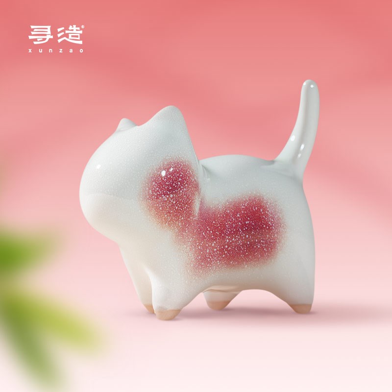 治癒系猫咪摆件陶瓷窑变工位装饰旺桃花闺蜜女生日礼物伴娘伴手礼