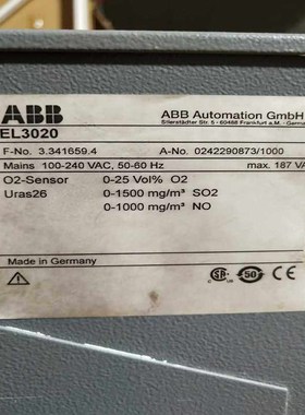 议价ABB EL3020三组分量程检测O2,SO2,NO拆机成色适用