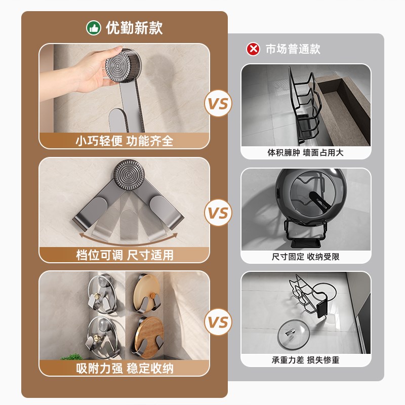 锅盖架壁挂式吸盘免打孔厨房置物架子菜板砧板架收纳神器上墙折叠图片