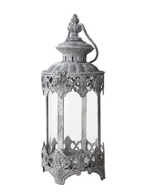 润家家居迷你瓦灰仿古烛台拍照手提道具装饰小风灯桌面灯笼摆件