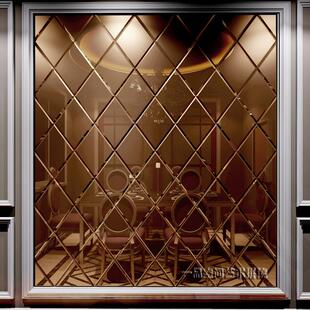 玻璃电视背景墙菱形艺术拼银镜菱形镜定制8镜镜毫米灰厚餐厅茶镜