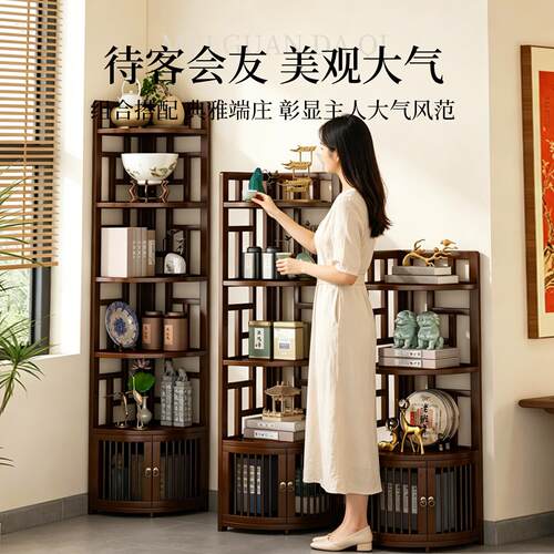 转角物架三角转角柜储一体靠墙多能JMY-ZJZW收纳置架客厅新中式多
