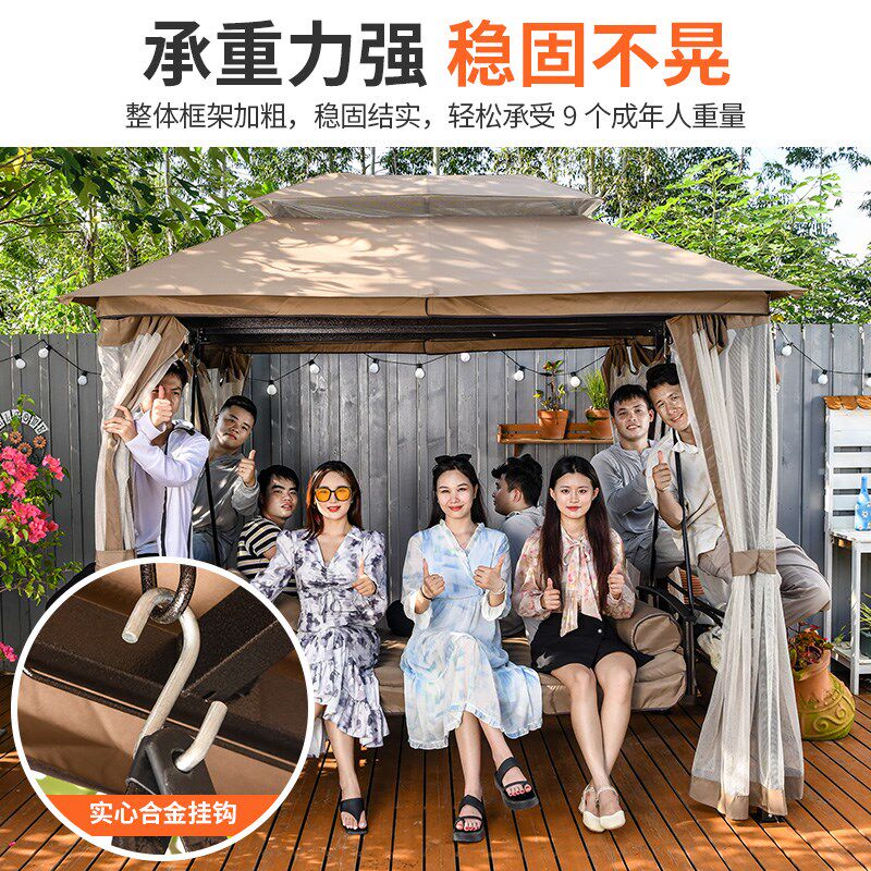 远茂户外秋千躺床摇椅可坐可躺两用秋千椅庭院花园铁艺休闲吊椅床