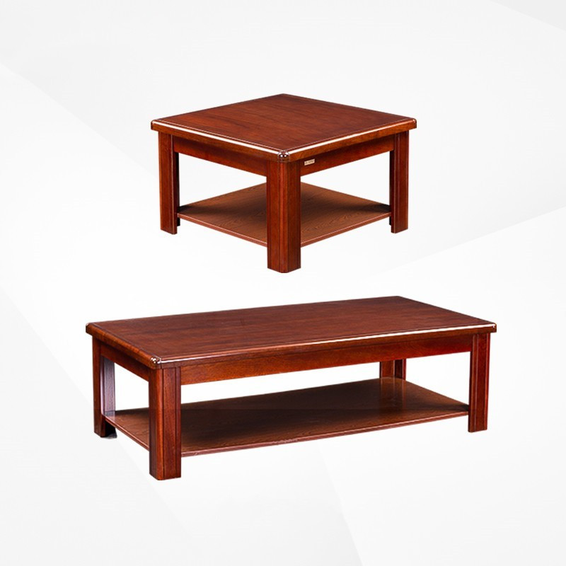 中山办公组合油漆贴实木木皮双层茶几长茶几角几长方几现代中式