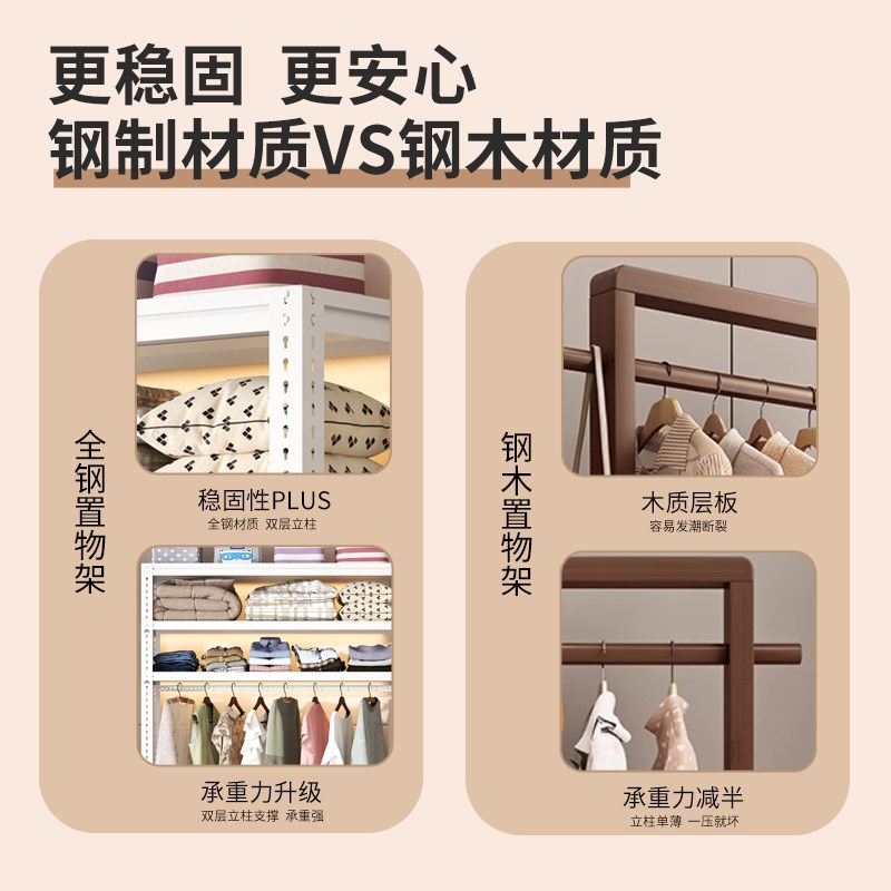 金属货架衣柜配置多样自由组合置物架牢固稳定快速拆装收纳衣帽架