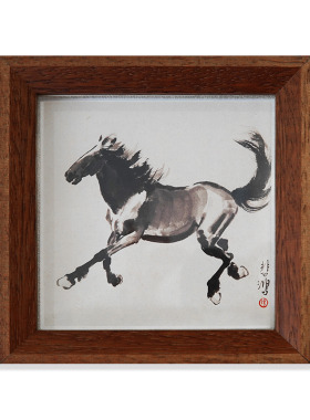 马到成功十二生肖办公桌牀头柜实木摆台装饰品画框挂墙家居装饰画