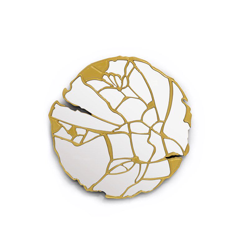 现代简约纯黄铜装饰镜客厅走廊墙面挂镜圆形设计师Boca do Lobo