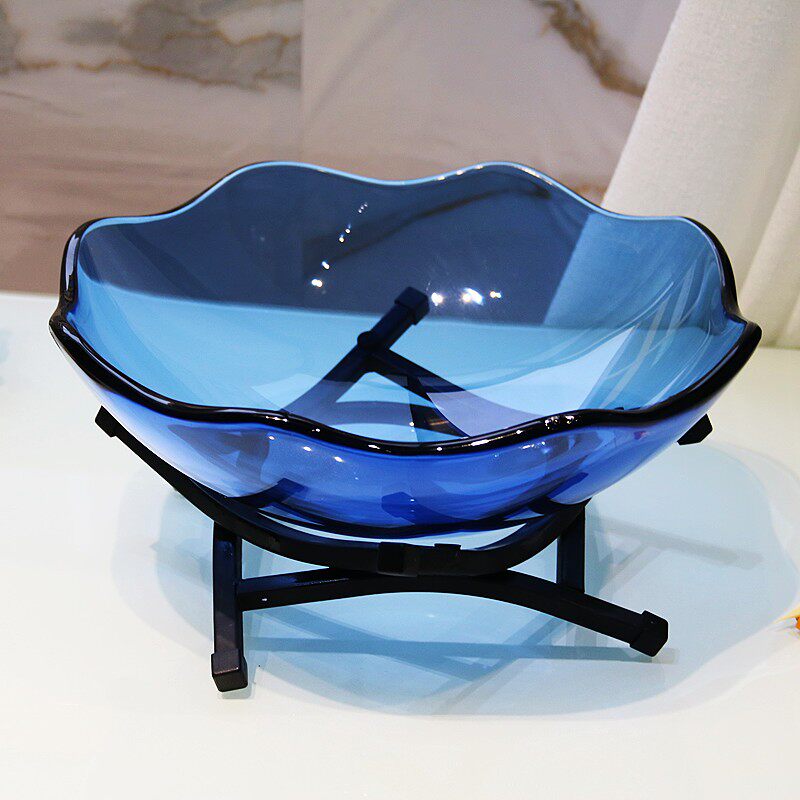 钢化花边碗黑管架刺身盘自助餐展示架果盘凉菜小料碗罐头碗沙拉碗