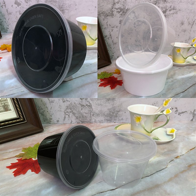 一次性四果汤圆碗黑色打包圆碗0mlml300ml加厚无孔密封