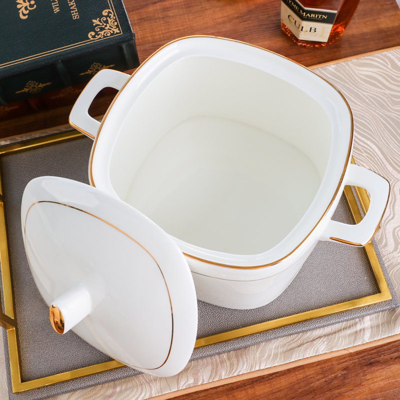 汤煲陶瓷家用大容量欧式带盖大汤碗骨瓷汤锅耳汤盅炖盅欧式炖锅