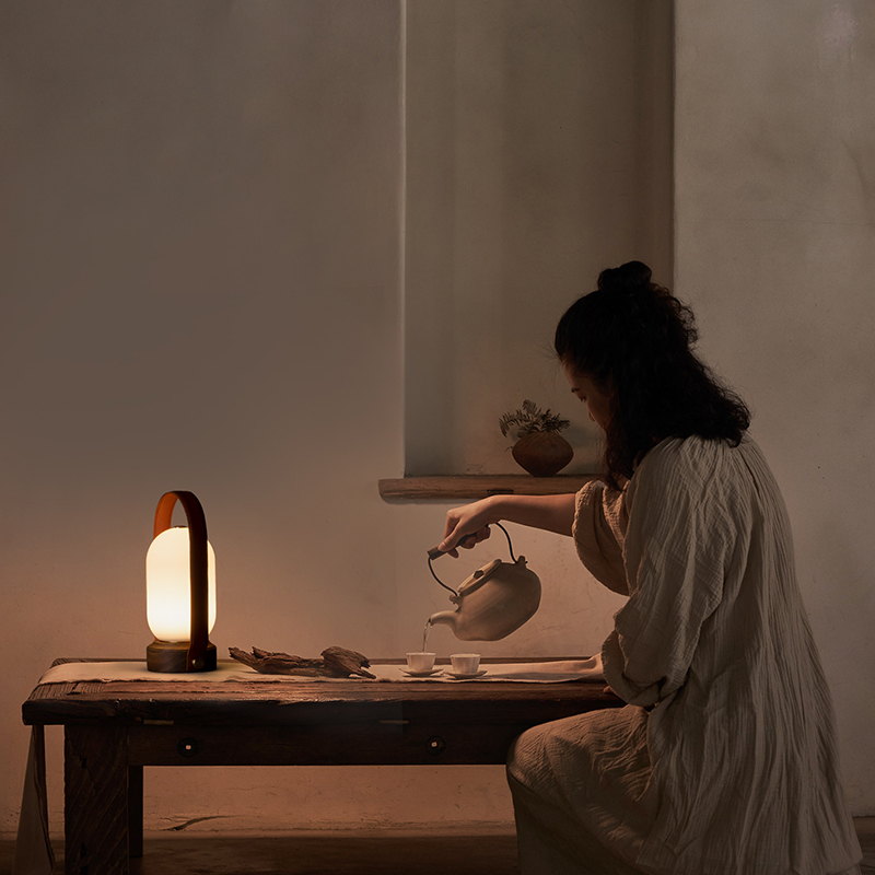 中式复古便携露营侘寂风床头氛围茶室卧室创意充电手提小夜灯台灯