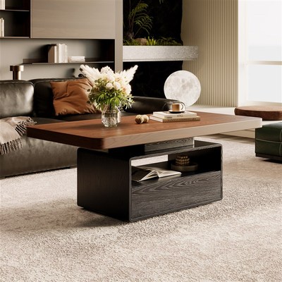 中古风实木茶几客厅家用小户型长方形侘寂风法式覆古设计师茶台桌