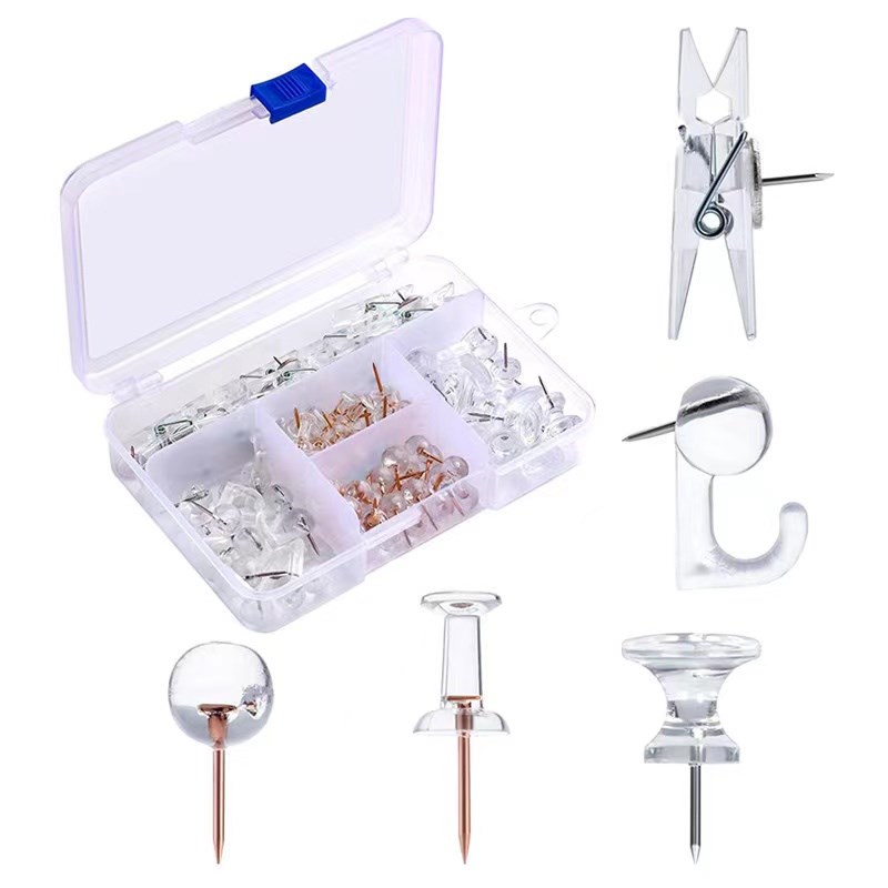 1枚/盒装多功能创意图钉夹子装装饰软木板地图照片大头钉