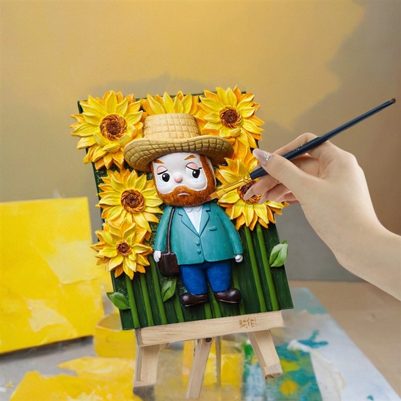 浮雕画玩作diy0基础手工浮雕立体手绘画填充丙烯填色油彩画装饰画