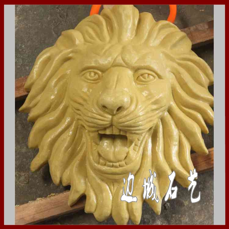 边城石艺砂岩雕塑浮雕圆雕石膏像挂件沙岩玻璃钢喷口喷水狮子头
