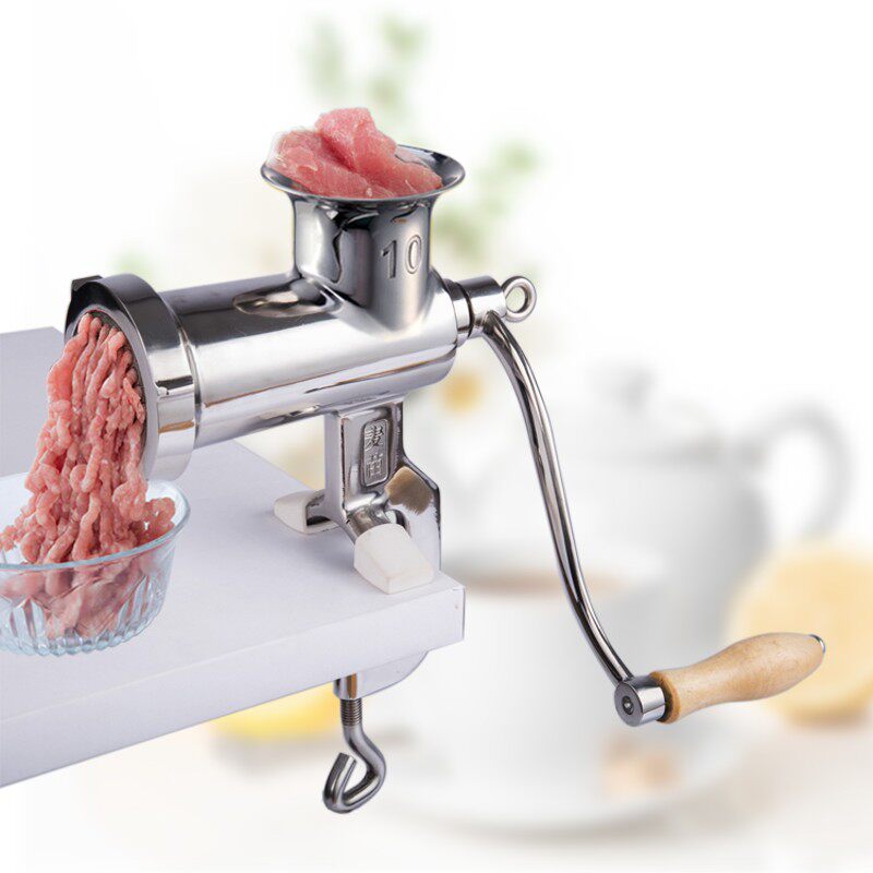 家用10号全钢手动绞肉机家用不锈钢手摇碎肉绞馅机送不锈钢灌肠器