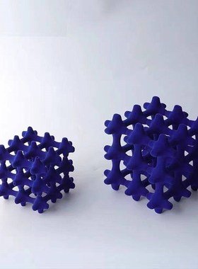 现代几何艺术镂空魔方饰品摆件样板间售楼处家居办公室博古架