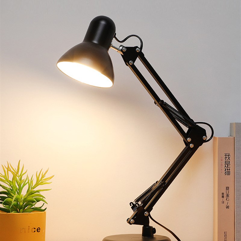 白炽灯钨丝灯泡老式台灯护眼阅读长臂折叠可换e27插电宿舍床头灯