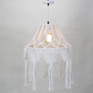 波西米亚风格 吊灯民宿客栈卧室艺术手工编织店铺商用棉线led灯罩