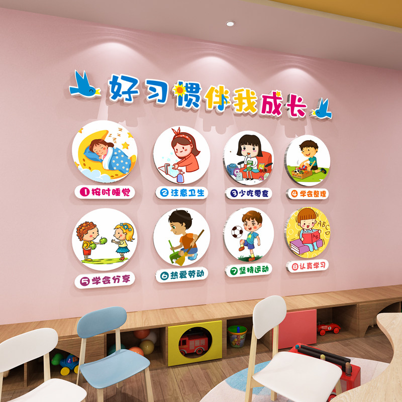 高端幼儿园文化墙开学班级教室场景布置墙面装饰环创主题墙贴纸画