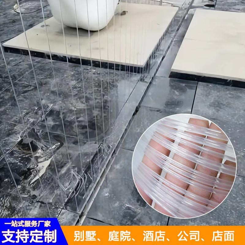 拉线水帘光纤水幕墙景观瀑布屏风室内外流水线帘数字吊线水帘工程